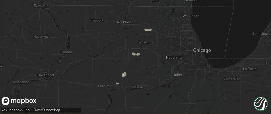 Hail map in Shabbona, IL on July 4, 2026