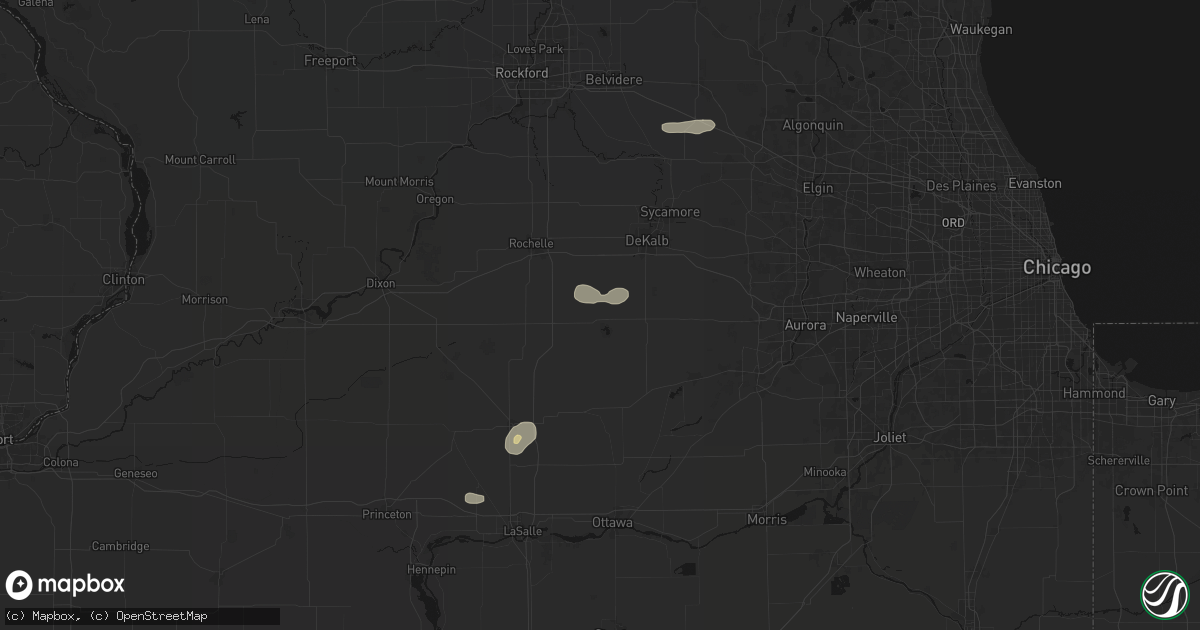 Hail map in Shabbona, IL on July 4, 2026