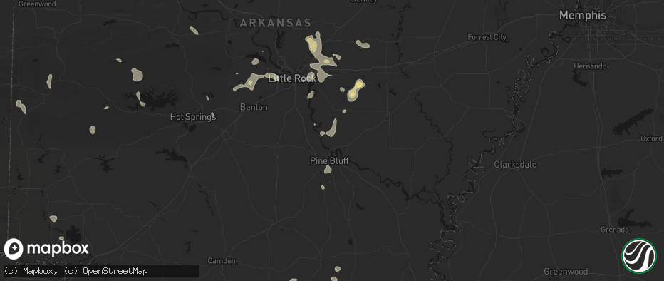Hail map in Sherrill, AR on July 4, 2026