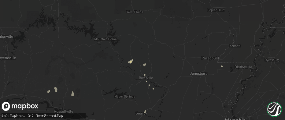 Hail map in Sidney, AR on July 4, 2026