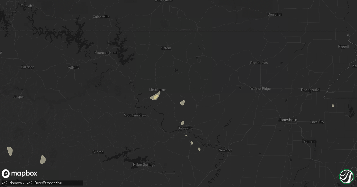 Hail map in Sidney, AR on July 4, 2026