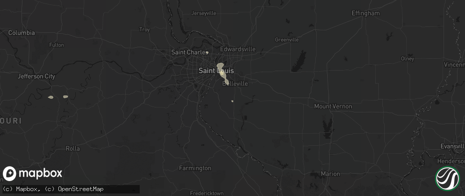 Hail map in Smithton, IL on July 4, 2026