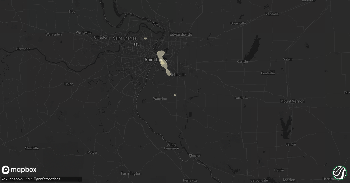 Hail map in Smithton, IL on July 4, 2026