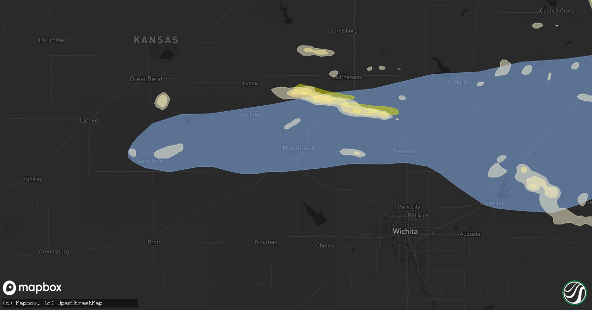 Hail map in South Hutchinson, KS on July 4, 2026