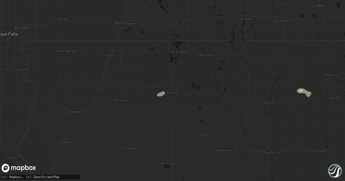 Hail map in Spencer, IA on July 4, 2026