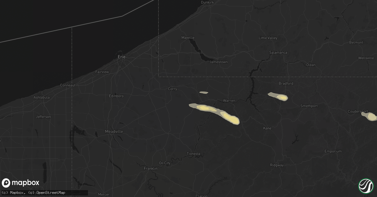Hail map in Spring Creek, PA on July 4, 2026
