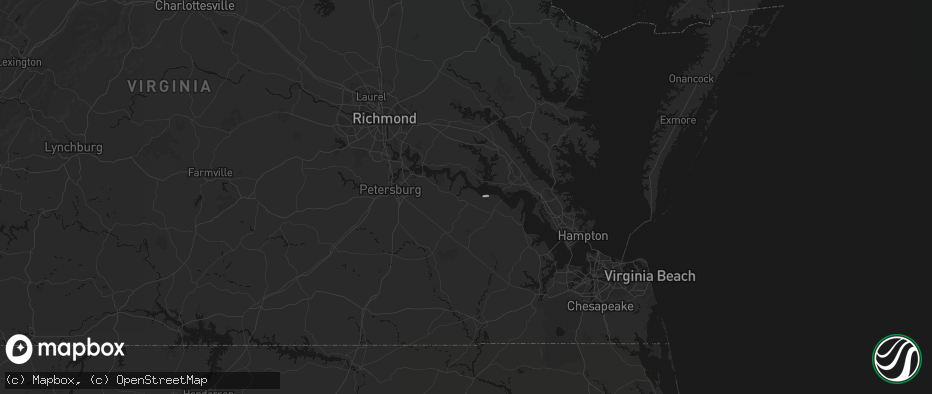 Hail map in Spring Grove, VA on July 4, 2026