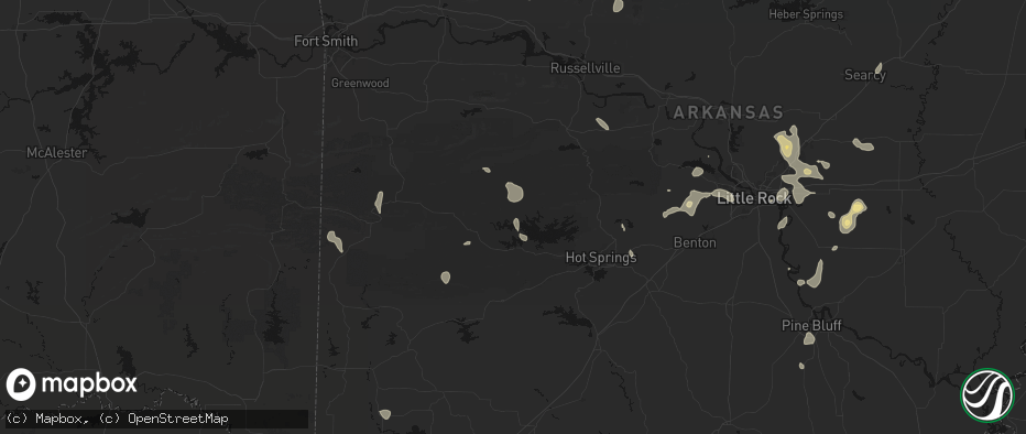 Hail map in Story, AR on July 4, 2026