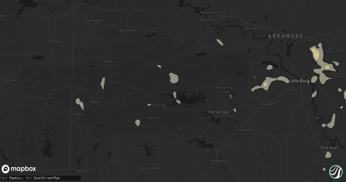 Hail map in Story, AR on July 4, 2026