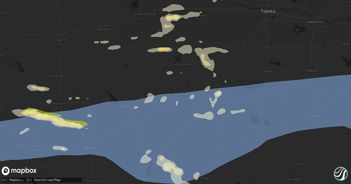 Hail map in Strong City, KS on July 4, 2026