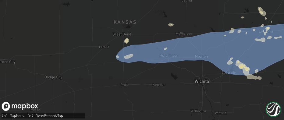 Hail map in Sylvia, KS on July 4, 2026