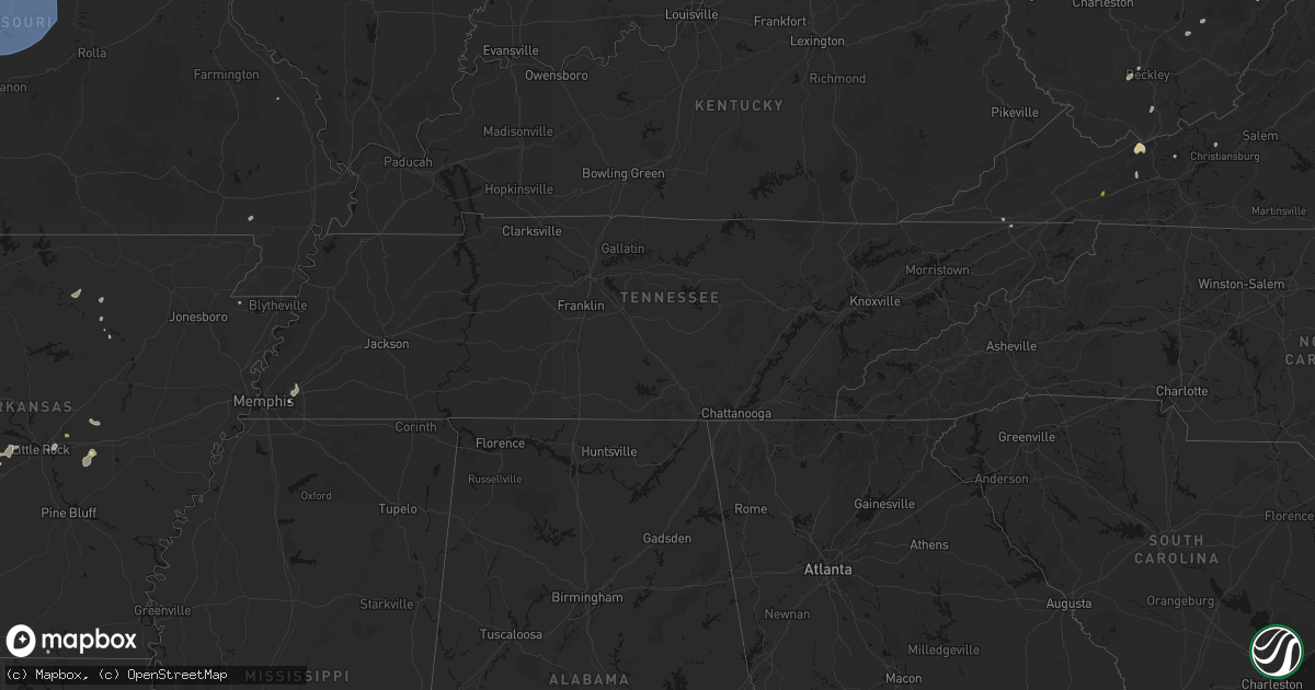 Hail map in Tennessee on July 4, 2026