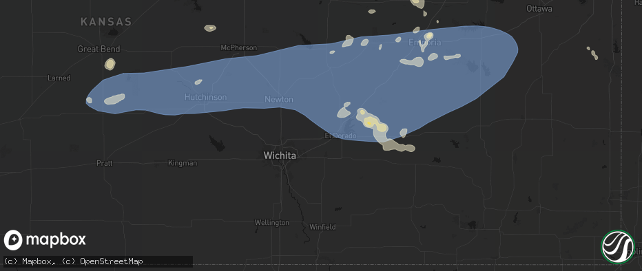 Hail map in Towanda, KS on July 4, 2026