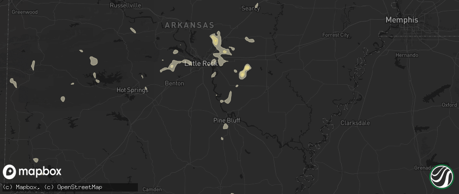 Hail map in Tucker, AR on July 4, 2026