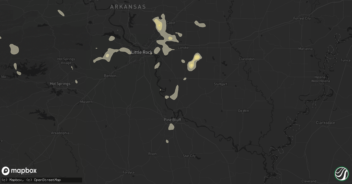 Hail map in Tucker, AR on July 4, 2026