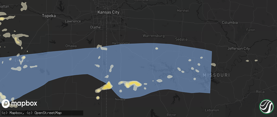 Hail map in Urich, MO on July 4, 2026