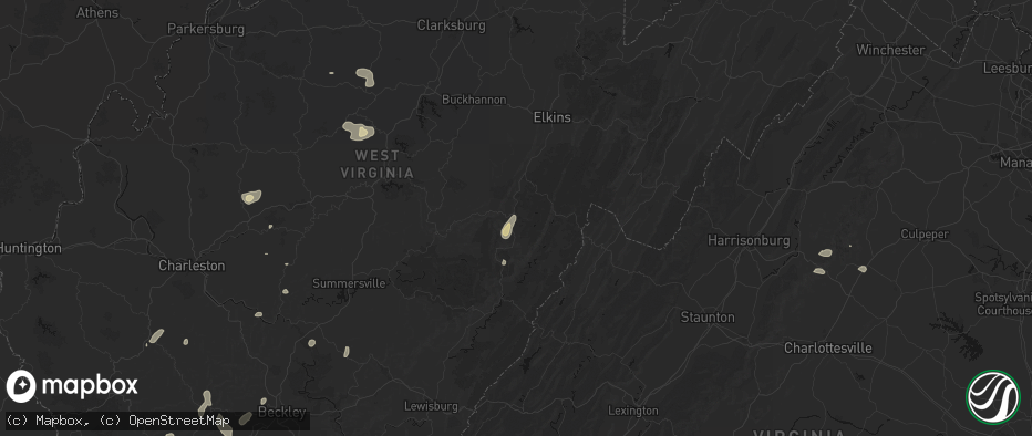 Hail map in Valley Head, WV on July 4, 2026