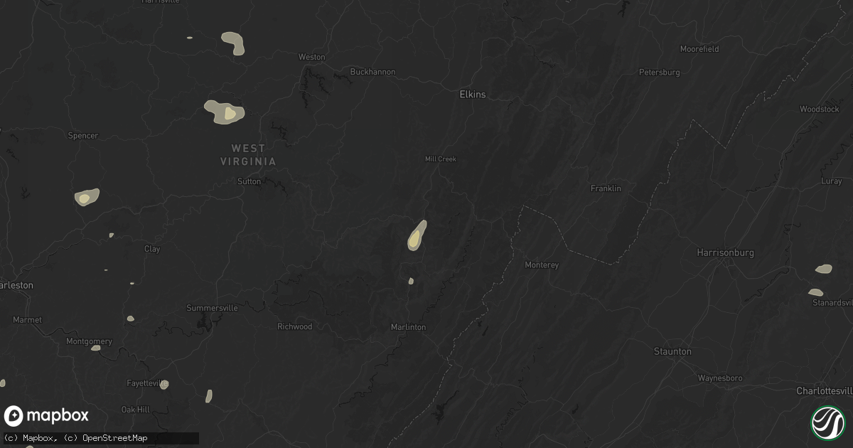 Hail map in Valley Head, WV on July 4, 2026