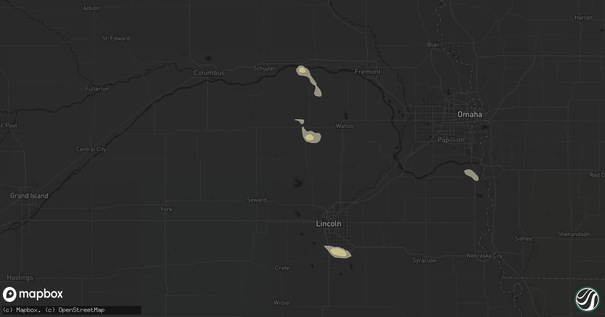 Hail map in Valparaiso, NE on July 4, 2026