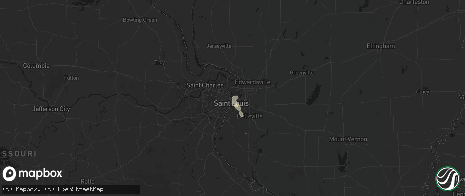 Hail map in Venice, IL on July 4, 2026