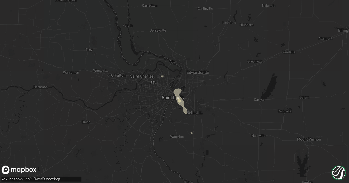 Hail map in Venice, IL on July 4, 2026