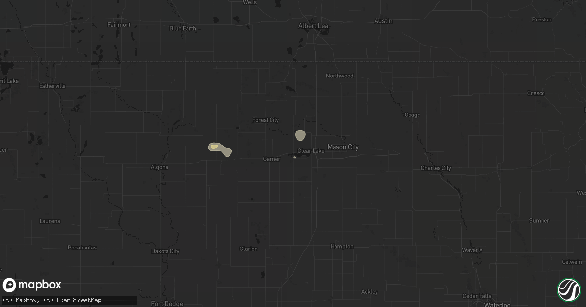 Hail map in Ventura, IA on July 4, 2026