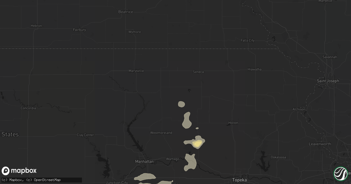 Hail map in Vermillion, KS on July 4, 2026