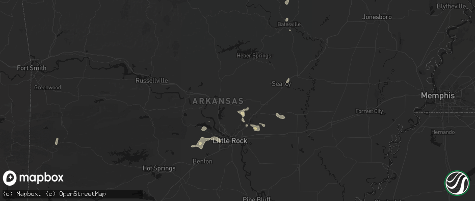 Hail map in Vilonia, AR on July 4, 2026