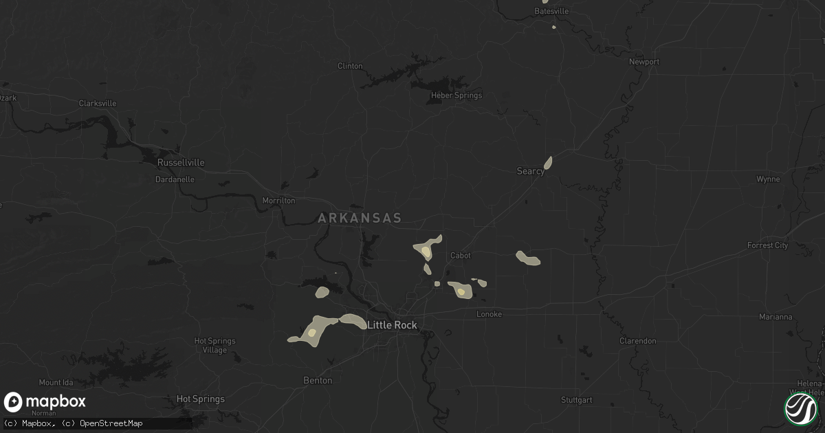 Hail map in Vilonia, AR on July 4, 2026