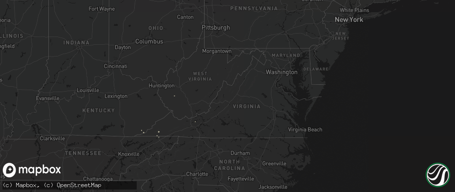 Hail map in Virginia on July 4, 2026