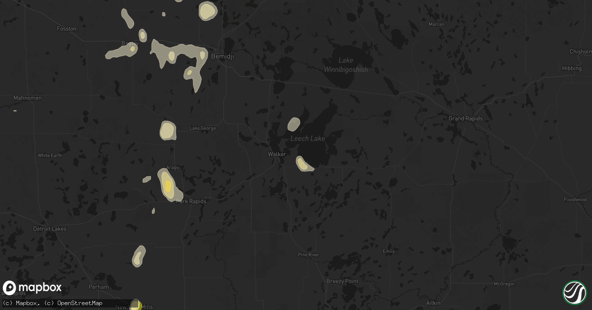 Hail map in Walker, MN on July 4, 2026