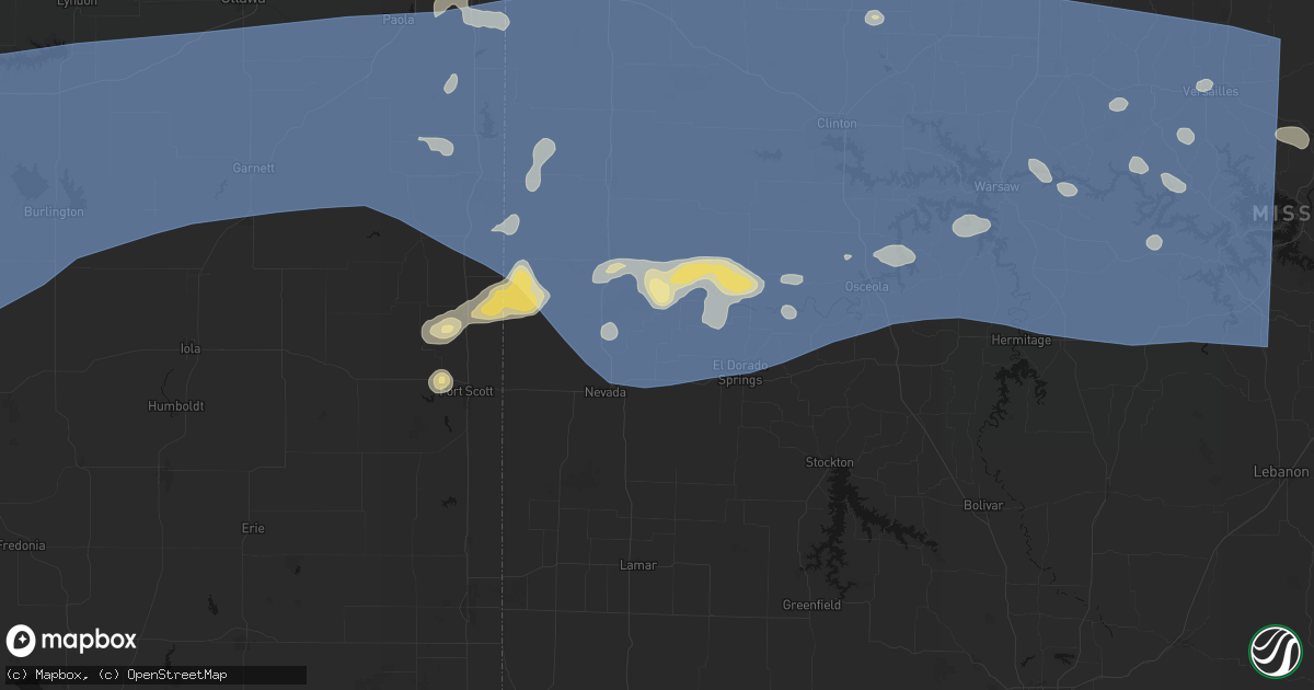 Hail map in Walker, MO on July 4, 2026
