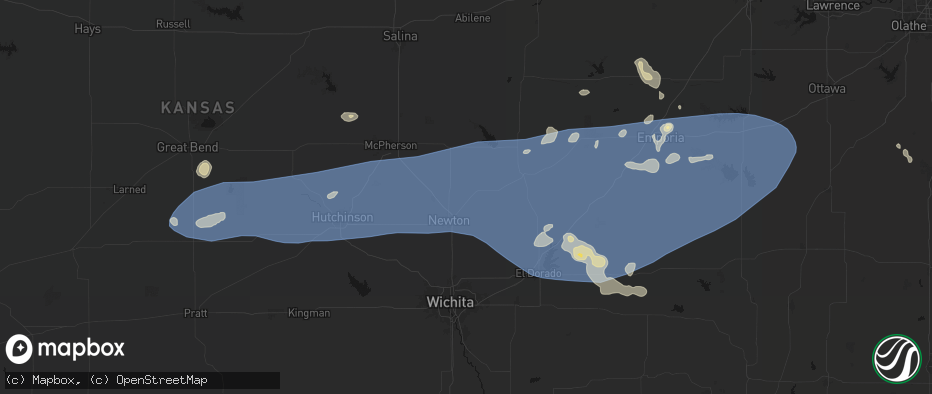 Hail map in Walton, KS on July 4, 2026