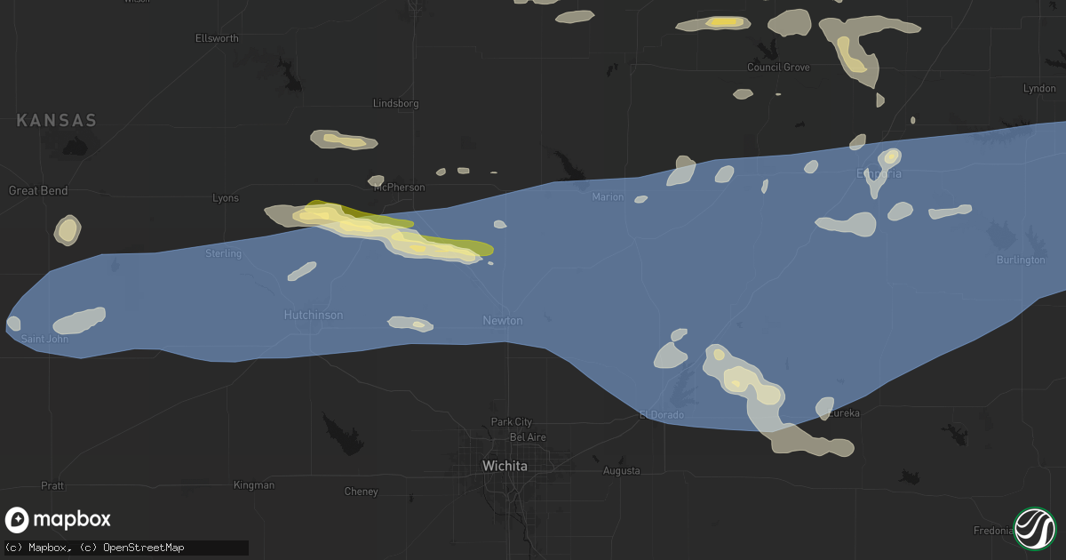 Hail map in Walton, KS on July 4, 2026