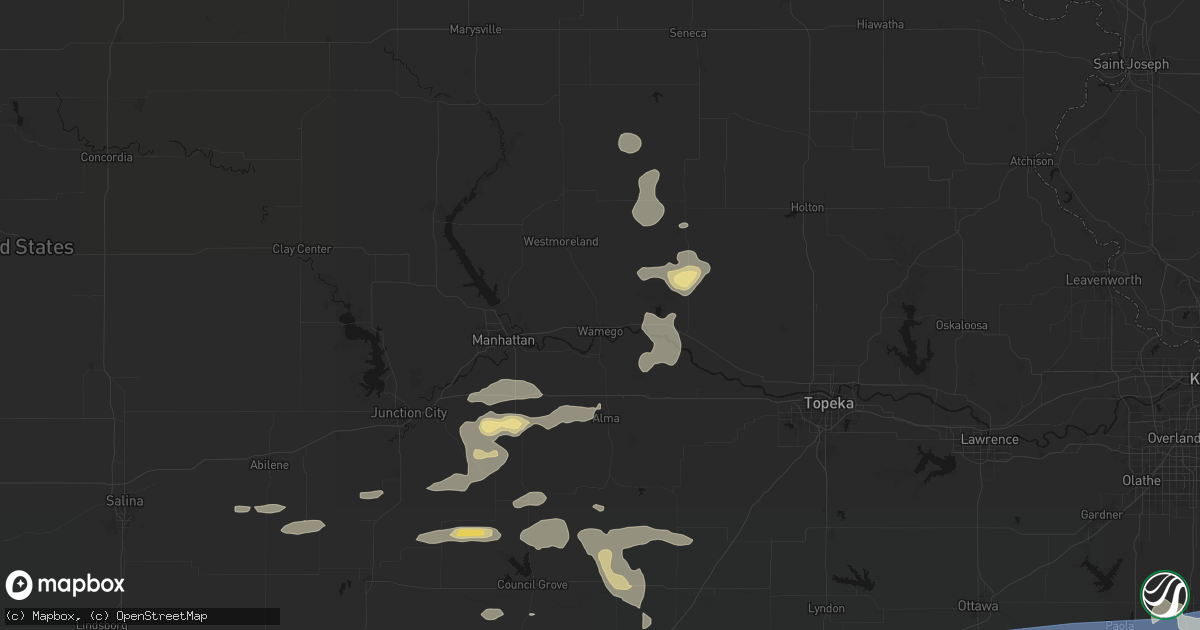 Hail map in Wamego, KS on July 4, 2026