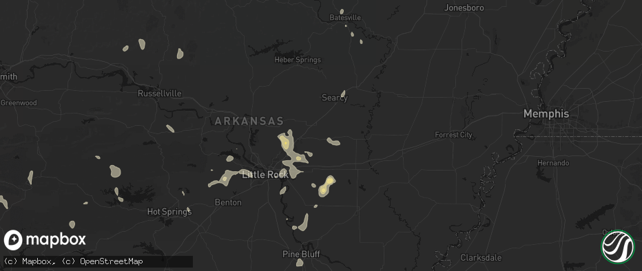 Hail map in Ward, AR on July 4, 2026