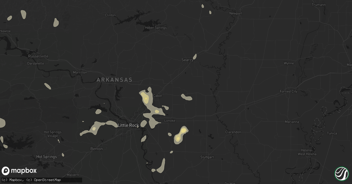 Hail map in Ward, AR on July 4, 2026