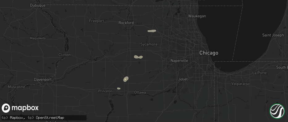 Hail map in Waterman, IL on July 4, 2026