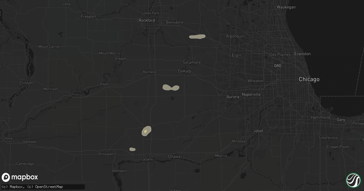 Hail map in Waterman, IL on July 4, 2026