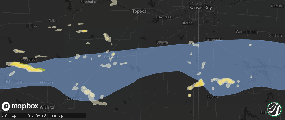 Hail map in Waverly, KS on July 4, 2026