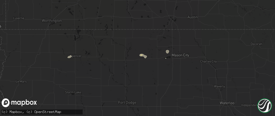 Hail map in Wesley, IA on July 4, 2026