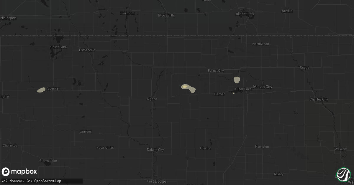 Hail map in Wesley, IA on July 4, 2026