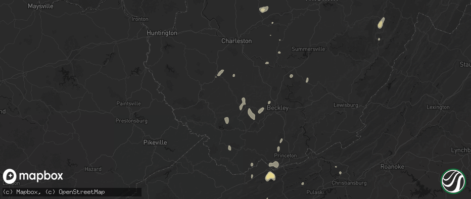 Hail map in Wharton, WV on July 4, 2026