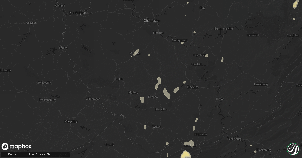 Hail map in Wharton, WV on July 4, 2026