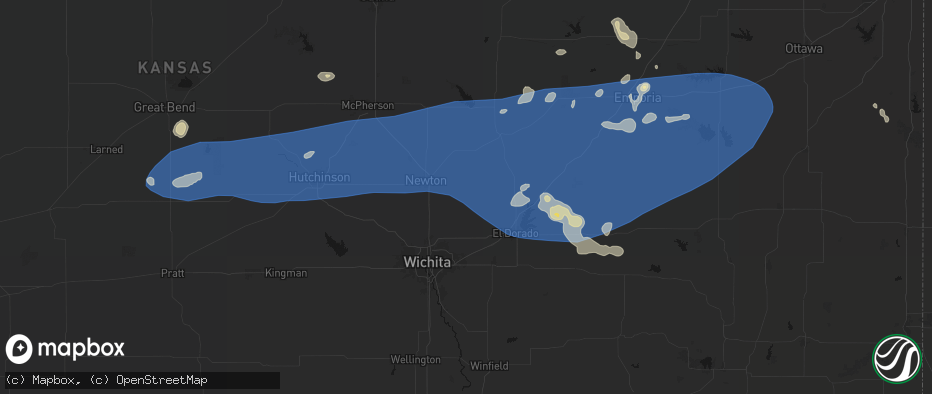 Hail map in Whitewater, KS on July 4, 2026