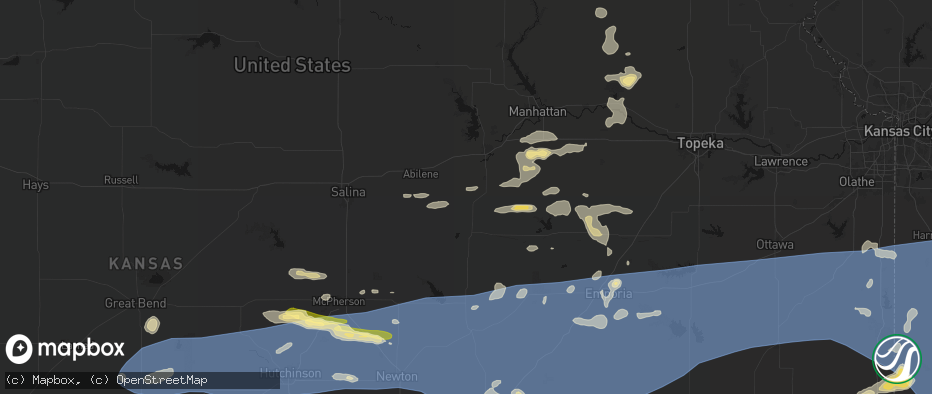 Hail map in Woodbine, KS on July 4, 2026