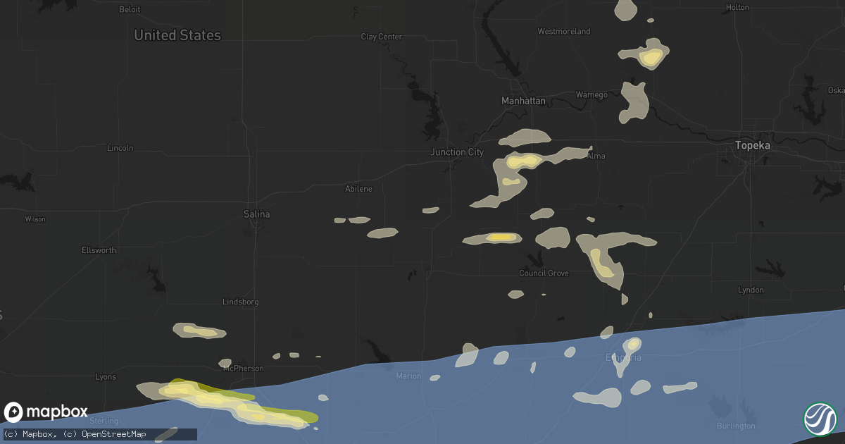Hail map in Woodbine, KS on July 4, 2026