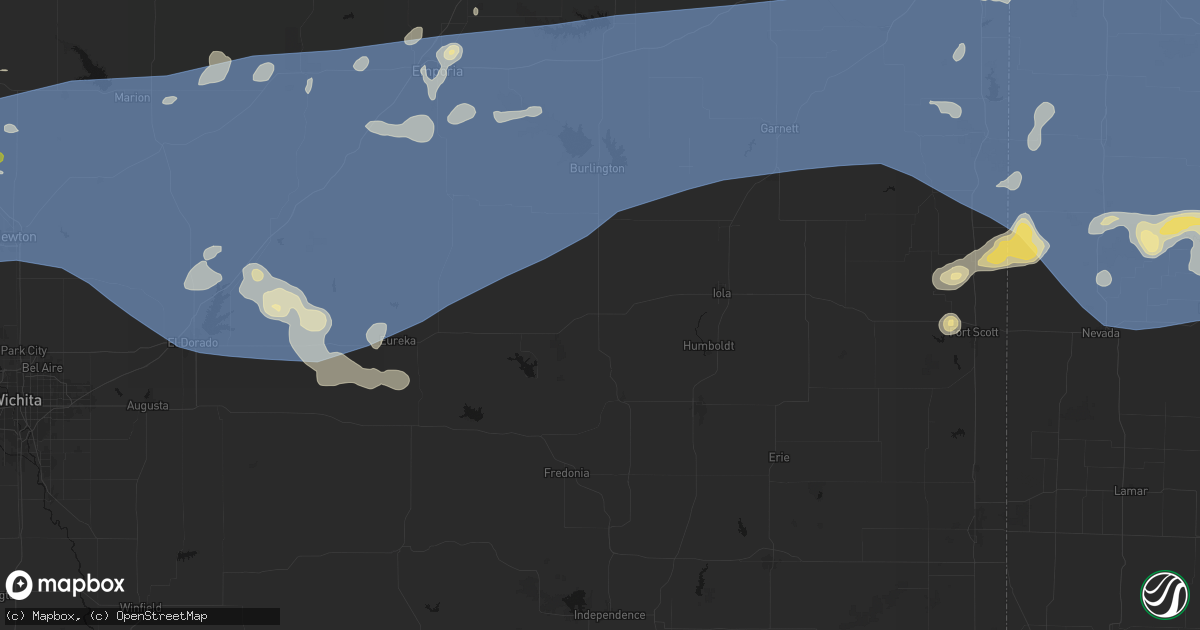 Hail map in Yates Center, KS on July 4, 2026