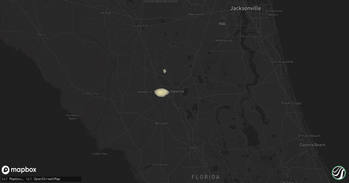 Hail map in Gainesville, FL on July 5, 2014