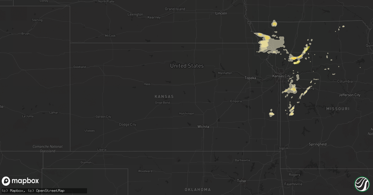 Hail map in Kansas on July 5, 2014